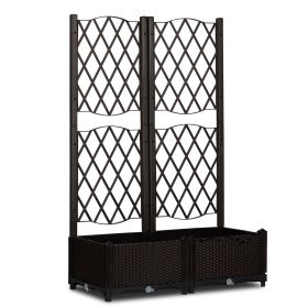 80x40x122.5CM, Carbon Color, 2-in-1 Assembly Type, Planting Trellis, Plastic Trellis With Planting Box