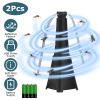 2 Pack Portable Reflective Fly Repellent Fan Rechargeable Battery Powered Table Food Fly Trap with Pattern Soft-Stop Blade Hanging Hook Indoor Outdoor