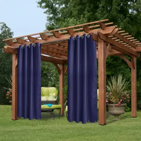 50 In X 84 In Outdoor Curtains For Patio Waterproof, Porch Privacy Drapes On Top And Bottom Curtain , Navy 1 Panel