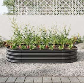 Raised Garden Bed Outdoor, Oval Metal Planter For Plants, Vegetables, Flowers