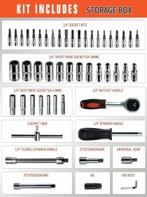 Part-driven Socket Claw Ratchet Wrench Tool Set, With Drill Socket Set, Metric And Extension Rods, For Auto Repair And Home Use