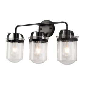 3-Light With Clear Glass Shade,Modern Sconce, Industrial Indoor  Light Fixture For Bathroom Living Room Bedroom Over Kitchen Sink,E26 Socket,No Bulb
