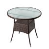31.5" Patio Table for 4-Person, Outdoor Patio Wicker Round Dining Table