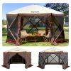 VEVOR Camping Gazebo Screen Tent, 12*12ft, 6 Sided Pop-up Canopy Shelter Tent with Mesh Windows, Portable Carry Bag, Stakes