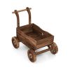 27" Decorative Wooden Wagon Cart with Handle Wheels