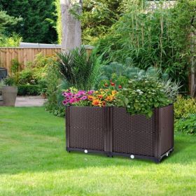 Raised Garden Bed Planter for Outdoor Plants Plastic Planters Box Elevated Garden Boxes Plant Pots of Garden Patio Balcony Deck to Planting Flowers Ve