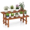 Double layered woody plant rack, staircase style flowerpot rack