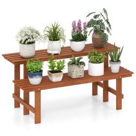 Double layered woody plant rack, staircase style flowerpot rack