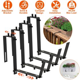 Telescopic Window Planter Bracket, Iron No-Drill Wall-Mounted Flower Box Holder, 6.1-11.6" Tray & 2.36-6.9" Dual-Size Hook