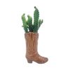 (4 pack) 7.25" Artificial Cactus Succulent in Brown Ceramic Cowboy Boot Planter