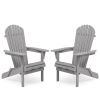 Wood Lounge Patio Chair for Garden Outdoor Wooden Folding Adirondack Chair Set of 2 Solid Cedar Wood Lounge Patio Chair for Garden, Lawn, Backyard,