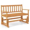 2-Person Wooden Outdoor Rocking Chair, Patio Swing Rocking Loveseat