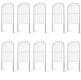 10Pcs Decorative Garden Fence Rustproof Iron Wire Arched Fence Animal Barrier Border 12.59” Width 23.93” Length For Yard Landscape Patio Outdoor Decor