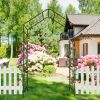 Metal Garden Arch L56.3'' x W16.93'' x H94.5'' Climbing Plants Support Rose Arch Outdoor Black