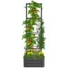 Grey galvanized planter box with rattan holder 24 "x 24" x 11.75"