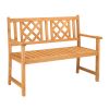 118*56.5*90cm Outdoor Garden Fir Grid Back Wooden Bench Burlywood