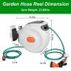 Retractable Garden Hose Reel Wall Mounted Automatic Water Hose Reel with Any Length Lock 8 Pattern Spraying Modes 180° Swivel Bracket