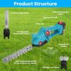 3 In 1 Multifunctional Mini Hedge Trimmer & Grass Shear Electric Cordless Handheld Hedge Trimmer with 90° Rotatable Head Telescopic Extension Pole Glo