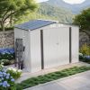 8X6 FT Metal Outdoor Storage Shed, Tool Shed with Pitched Roof Waterproof with Side Window and Lockable Door, Metal Tool Shed for Garden Tool Storage