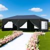 10x20FT Black 6-Sided Outdoor Gazebo Tent with 2 Zippered Doors, Lightweight Iron Frame & PE Fabric, Easy Setup Sun Shelter Canopy for Garden, Patio
