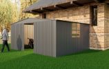 New Outdoor Storage Shed has two Functions: Metal shed and Firewood Shed 13 ft×11 ft ,Grey