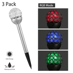 Solarek 3 Pcs Outdoor Solar Lights IP44 Waterproof Ball RGB Light Garden Decor Lamp Landscape Christmas
