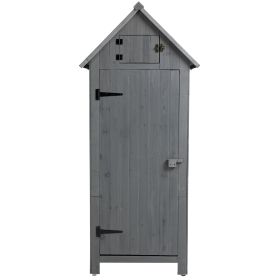 Outdoor Storage Cabinet Tool Shed Wooden Garden Shed 70.5H - Gray