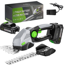 Cordless Hedge Trimmer, 2-in-1 Electric Handheld Grass Shears With 21V 2.0 Battery X2, Grass Trimmer, Mini Bush Trimmer Kit For Garden, Patio And Lawn (Color: Green)