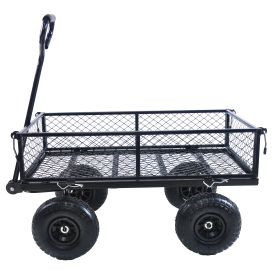 Wagon Cart Garden cart trucks make it easier to transport firewood (Color: black)