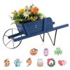 2 In 1 Wheelbarrow Planter, Wooden Wagon Planter with 9 Magnetic Accessories for Garden Yard