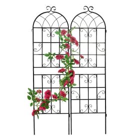 2 Pack Metal Garden Trellis 71" x 19.7" Rustproof Trellis for Climbing Plants Outdoor Flower Support (Color: black)