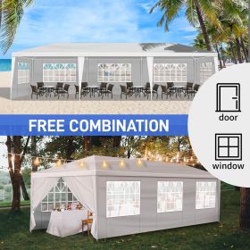 1 Set of 10'x30' Party Tent Canopy for Outdoor Weddings, Heavy-Duty Waterproof Event Shelter with Removable Sidewalls, Ideal for Parties, Booths (Color: White)